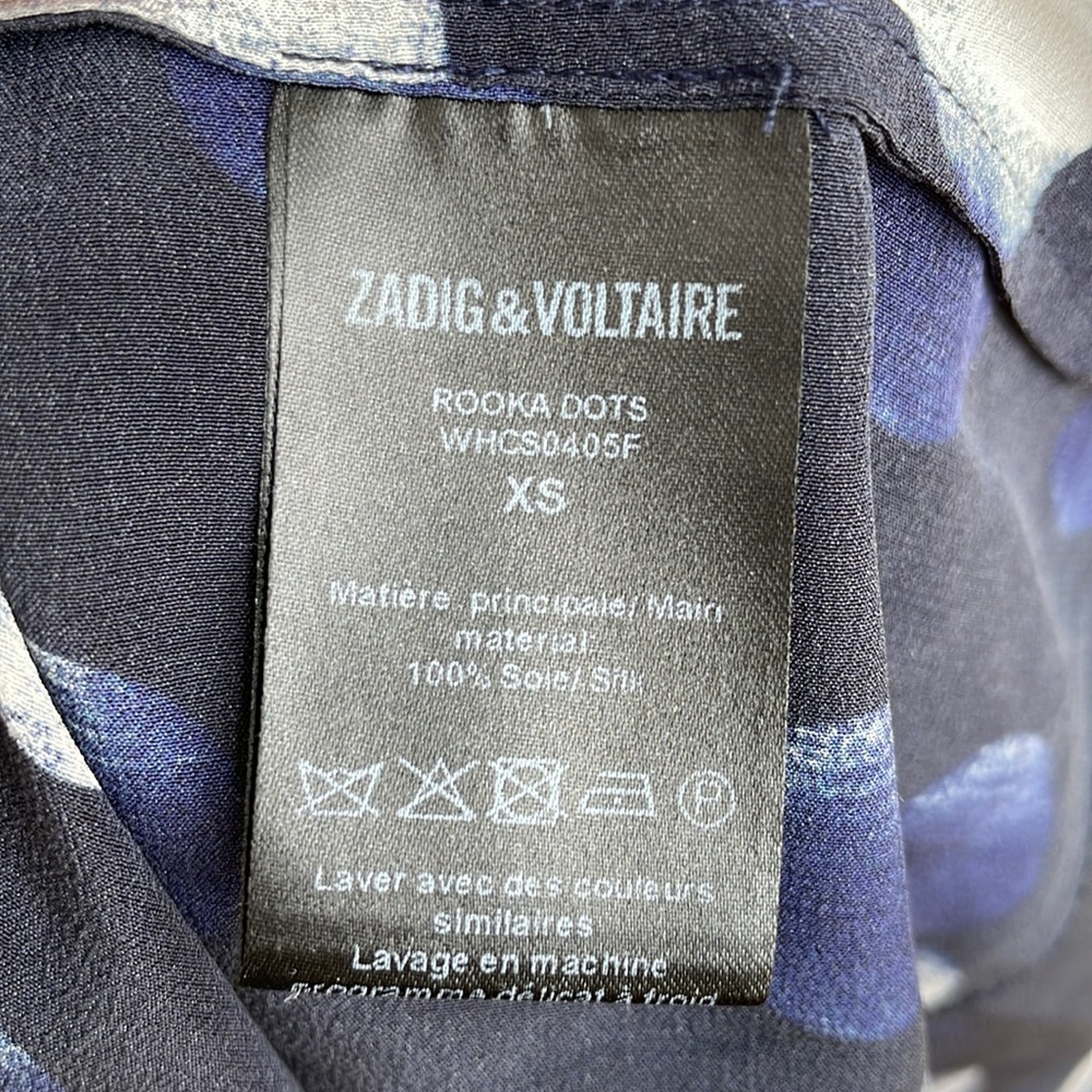Zadig & Voltaire Rooka Dot Mini Silk Dress washable Marine XS - Picture 13 of 16
